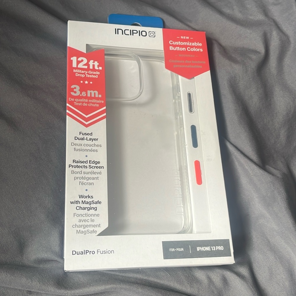 Incipio New in Box iPhone 13 Pro Clear Case with Customizable Button Colors